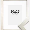 Ramme Silver Wood 20x25 cm - Passepartout Hvid 5x7 inches