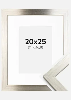 Ramme Silver Wood 20x25 cm - Passepartout Hvid 5x7 inches