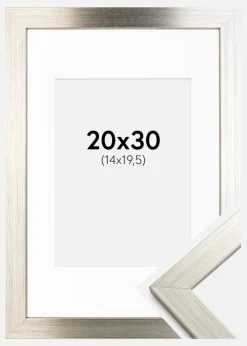 Ramme Silver Wood 20x30 cm - Passepartout Hvid 15x21 cm (A5)