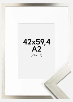 Ramme Silver Wood 42x59,4 cm (A2) - Passepartout Hvid 25x38 cm