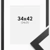 Ramme sort træ 34x42 cm - Passepartout Hvid 25x32 cm
