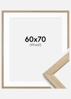 Ramme Stilren Eg 60x70 cm - Passepartout Hvid 50x61 cm