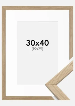 Ramme Stilren Eg 30x40 cm - Passepartout Hvid 20x30 cm