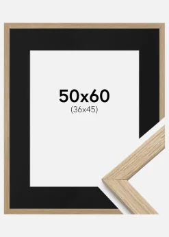 Ramme Stilren Eg 50x60 cm - Passepartout Sort 37x46 cm