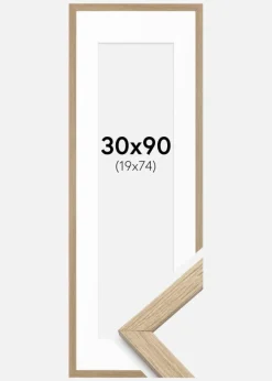 Ramme Stilren Eg 30x90 cm - Passepartout Hvid 20x75 cm