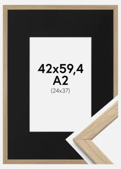 Ramme Stilren Eg 42x59,4 cm - Passepartout Sort 25x38 cm