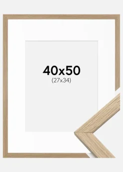 Ramme Stilren Eg 40x50 cm - Passepartout Hvid 28x35 cm