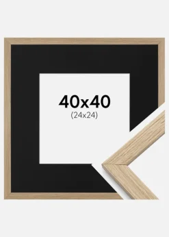 Ramme Stilren Eg 40x40 cm - Passepartout Sort 25x25 cm