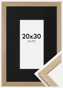 Ramme Stilren Eg 20x30 cm - Passepartout Sort 10x20 cm