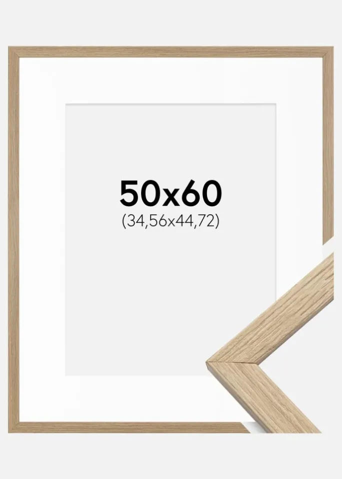 Ramme Stilren Eg 50x60 cm - Passepartout Hvid 14x18 inches