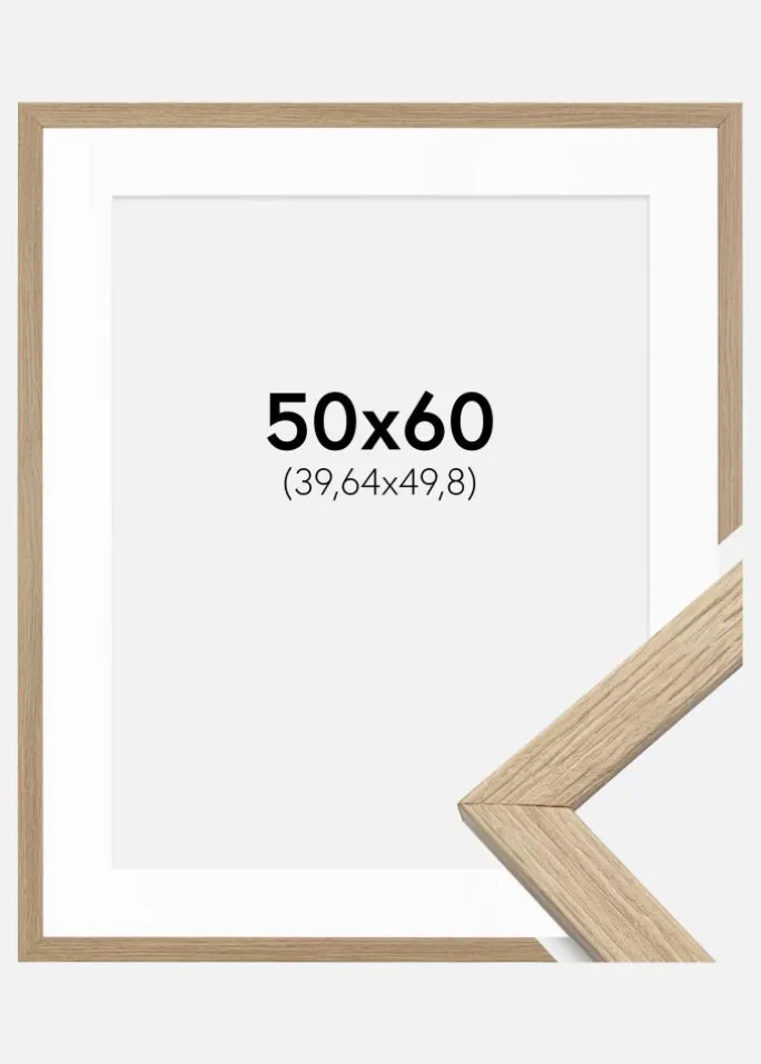 Ramme Stilren Eg 50x60 cm - Passepartout Hvid 16x20 inches