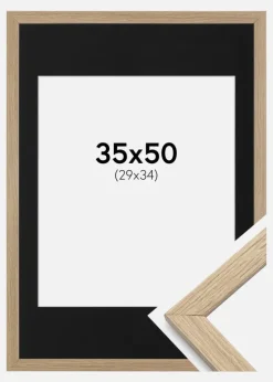 Ramme Stilren Eg 35x50 cm - Passepartout Sort 30x35 cm