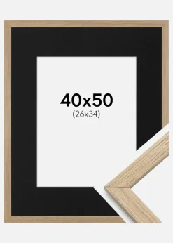 Ramme Stilren Eg 40x50 cm - Passepartout Sort 27x35 cm