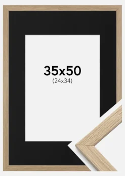 Ramme Stilren Eg 35x50 cm - Passepartout Sort 25x35 cm