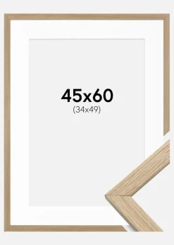 Ramme Stilren Eg 45x60 cm - Passepartout Hvid 35x50 cm