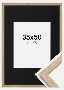 Ramme Stilren Eg 35x50 cm - Passepartout Sort 24x30 cm