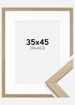Ramme Stilren Eg 35x45 cm - Passepartout Hvid B4 250x353 mm