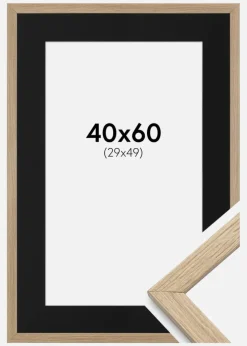 Ramme Stilren Eg 40x60 cm - Passepartout Sort 30x50 cm