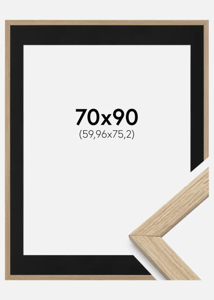 Ramme Stilren Eg 70x90 cm - Passepartout Sort 24x30 inches