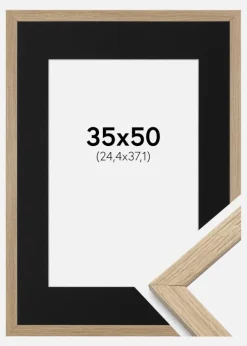 Ramme Stilren Eg 35x50 cm - Passepartout Sort 10x15 inches