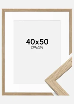 Ramme Stilren Eg 40x50 cm - Passepartout Hvid 30x40 cm