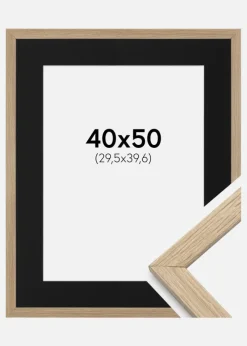 Ramme Stilren Eg 40x50 cm - Passepartout Sort 12x16 inches