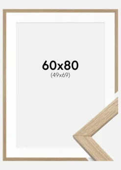 Ramme Stilren Eg 60x80 cm - Passepartout Hvid 50x70 cm