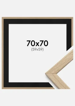 Ramme Stilren Eg 70x70 cm - Passepartout Sort 60x60 cm