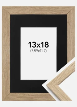 Ramme Stilren Eg 13x18 cm - Passepartout Sort 3,5x5 inches