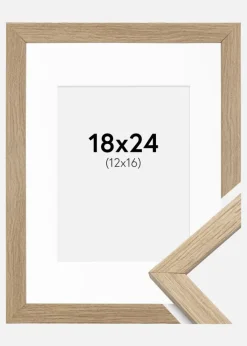 Ramme Stilren Eg 18x24 cm - Passepartout Hvid 13x17 cm