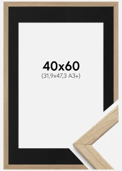 Ramme Stilren Eg 40x60 cm - Passepartout Sort 32,9x48,3 cm
