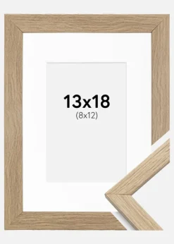 Ramme Stilren Eg 13x18 cm - Passepartout Hvid 9x13 cm