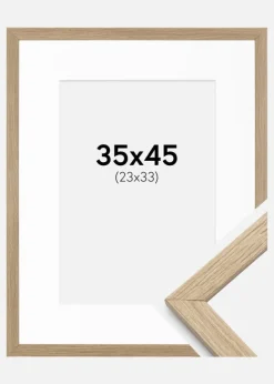 Ramme Stilren Eg 35x45 cm - Passepartout Hvid 24x34 cm