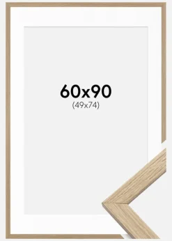 Ramme Stilren Eg 60x90 cm - Passepartout Hvid 50x75 cm