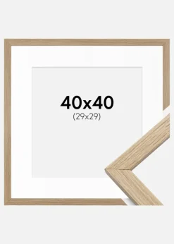 Ramme Stilren Eg 40x40 cm - Passepartout Hvid 30x30 cm