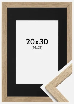 Ramme Stilren Eg 20x30 cm - Passepartout Sort 15x22 cm