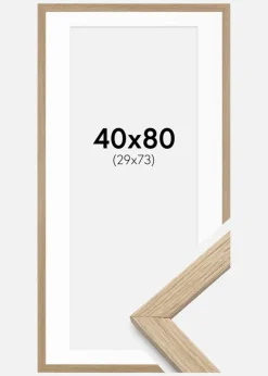 Ramme Stilren Eg 40x80 cm - Passepartout Hvid 30x74 cm