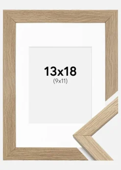 Ramme Stilren Eg 13x18 cm - Passepartout Hvid 10x12 cm