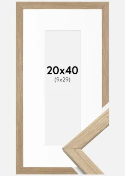 Ramme Stilren Eg 20x40 cm - Passepartout Hvid 10x30 cm