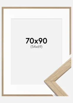 Ramme Stilren Eg 70x90 cm - Passepartout Hvid 55x70 cm