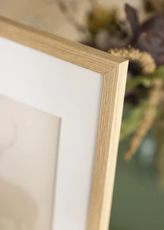 Ramme Stilren Eg 60x60 cm - Passepartout Hvid 50x50 cm