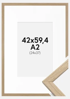 Ramme Stilren Eg 42x59,4 cm - Passepartout Hvid 25x38 cm