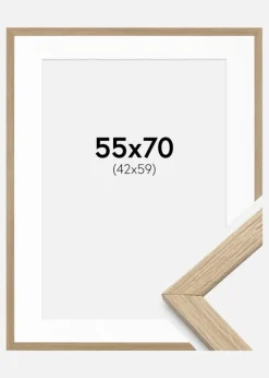 Ramme Stilren Eg 55x70 cm - Passepartout Hvid 43x60 cm