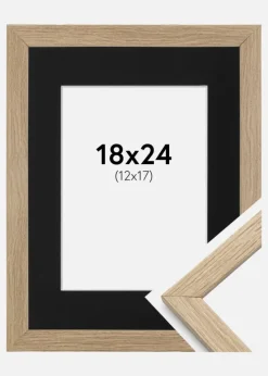 Ramme Stilren Eg 18x24 cm - Passepartout Sort 13x18 cm