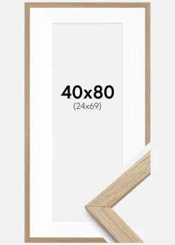 Ramme Stilren Eg 40x80 cm - Passepartout Hvid 25x70 cm