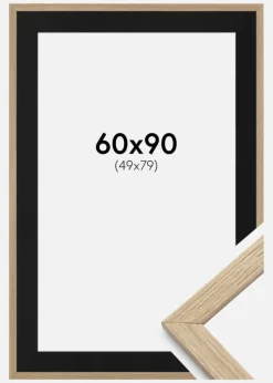 Ramme Stilren Eg 60x90 cm - Passepartout Sort 50x80 cm