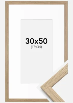 Ramme Stilren Eg 30x50 cm - Passepartout Hvid 18x35 cm