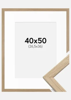 Ramme Stilren Eg 40x50 cm - Passepartout Hvid 27,5x37 cm