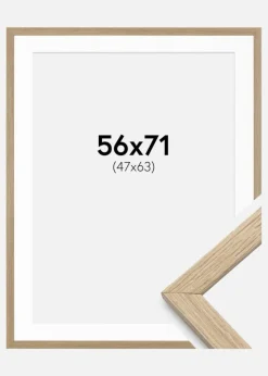 Ramme Stilren Eg 56x71 cm - Passepartout Hvid 48x64 cm