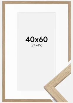 Ramme Stilren Eg 40x60 cm - Passepartout Hvid 25x50 cm